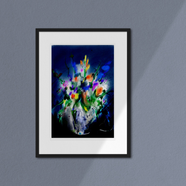 Bloemen in Blauw | Giclée Schilderkunst | Atelier Galerie Annemiek Punt
